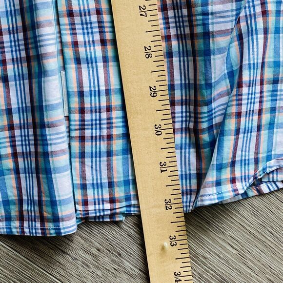 Peter Millar Shirt Mens Size Large All Cotton Blue Multi Plaid Button Down L - Picture 6 of 7
